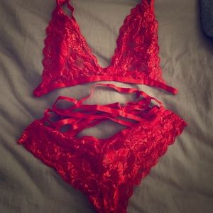 Zaful red lace lingerie set NWT